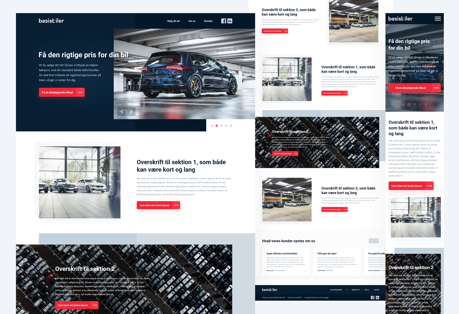 Basisbiler webside mockup