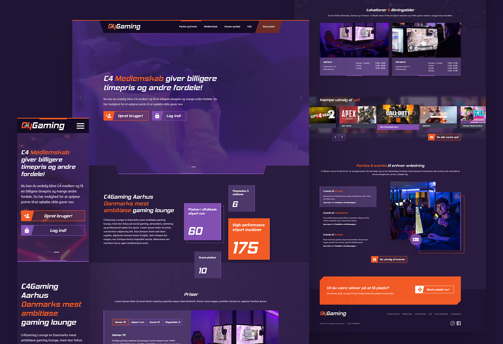 C4Gaming responsive hjemmeside mockup